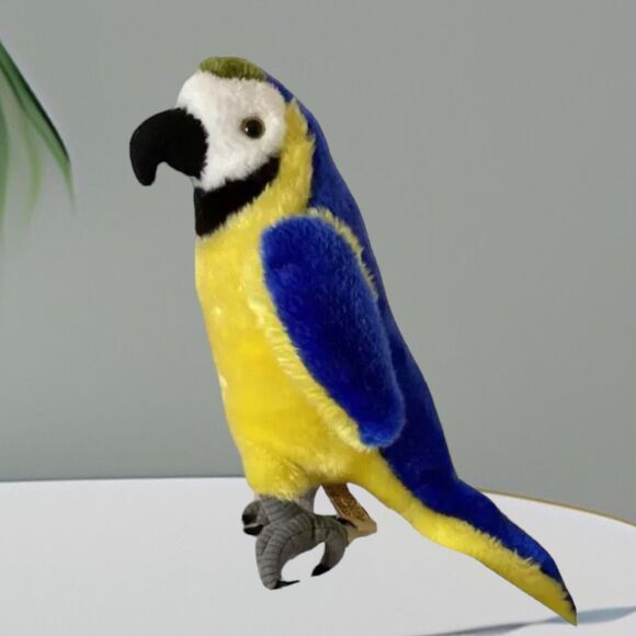 McCaw Parrot Blue Yellow Furry Stuffed Animal 10" Bird Suma Collection - Picture 1 of 6